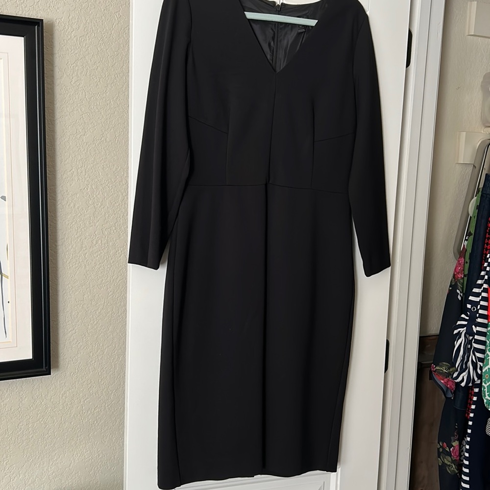 J Crew Black V-Neck Lined Stretchy Dress Sz 10T